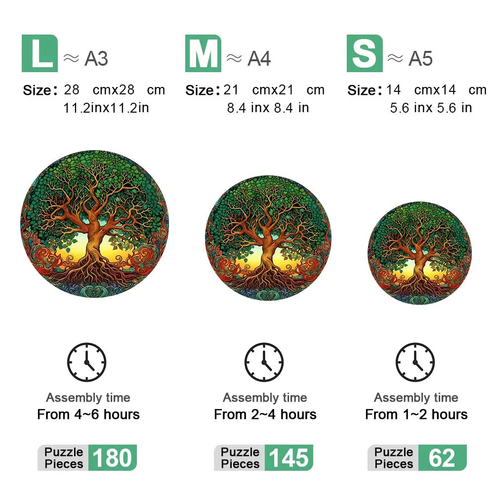 Tree of Life Wooden Jigsaw Puzzle Irregular Animal Shaped Pieces