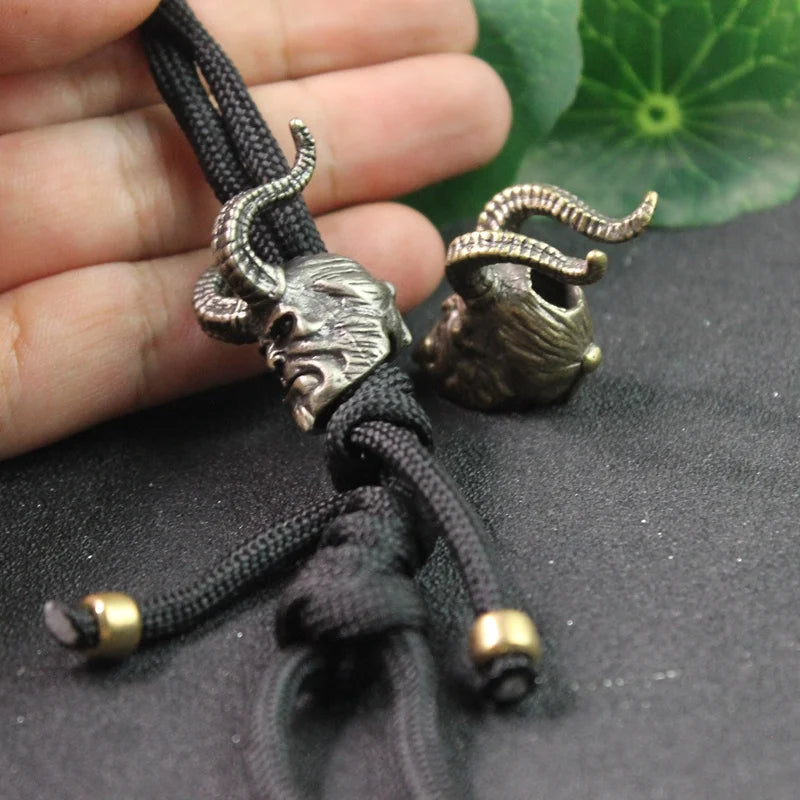 Horn Hellboy Brass Paracord Beads Lanyard Dreadlock Beard Bead