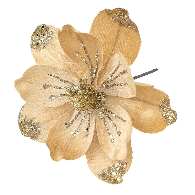 1Pcs 24cm Velvet Artificial Magnolia Christmas Flowers Bouquet Christmas Tree Ornaments Decoration