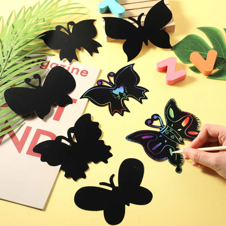 Set of 12 Magic Scratch Art Butterfly Scratch Drawing Cards