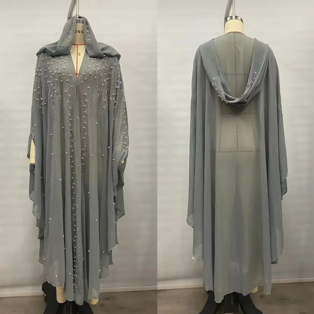 Sparkly Thin Hooded Cloak Cape Dress Stage Performer Cover Up
