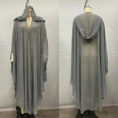 Sparkly Thin Hooded Cloak Cape Dress Stage Performer Cover Up