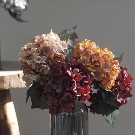 One Bundle Autumn Silk Hydrangea Home Decorative Bridal Bouquet Artificial Flowers
