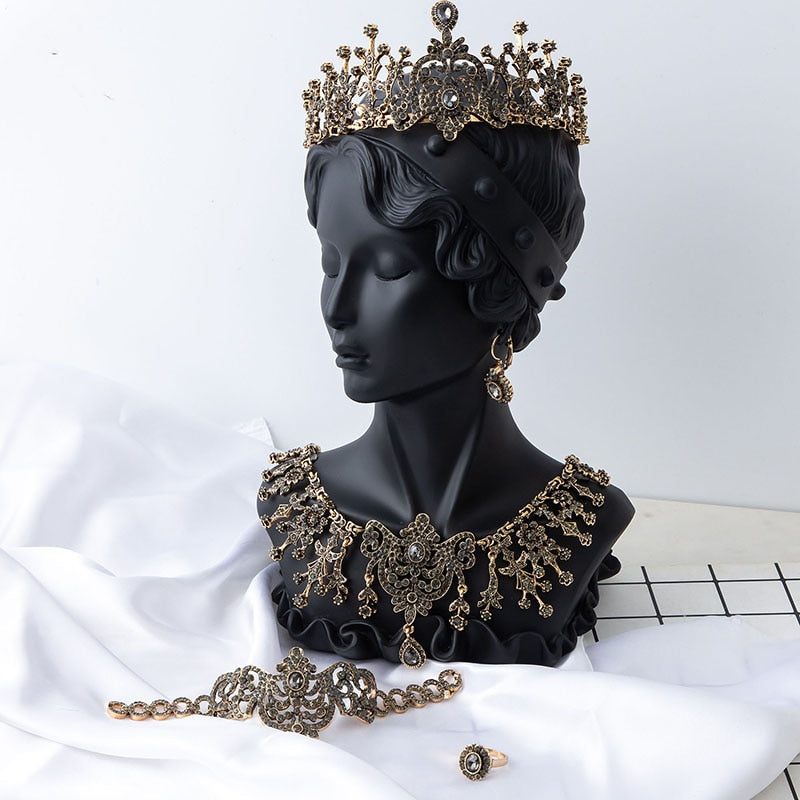 Queen Lizzie's Jewellery Set Bridal Necklace Earrings Bracelet Ring Crown