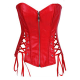 Front Side Lacing Faux Leather Overbust Corsets