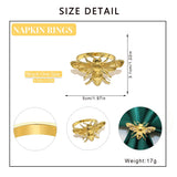 6Pcs Gold Bee Napkin Rings Table Decoration