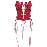 Red's Lace-up PU Leather Corsets