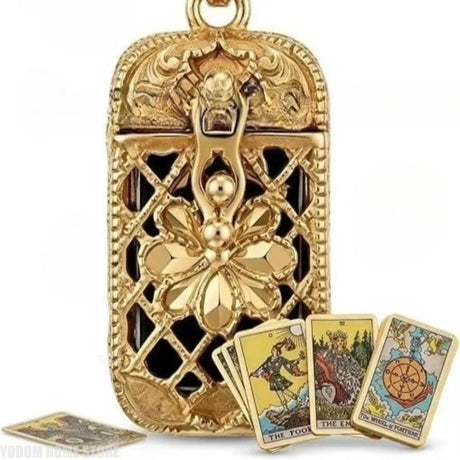 Cage Pendant Necklace with 22 Major Arcana Mini Tarot Cards
