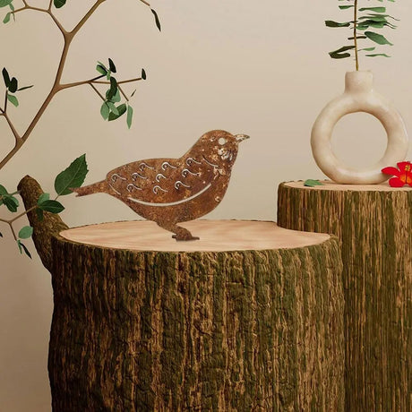 Set of Four Rusty Metal Bird Silhouettes Garden Fence Decor