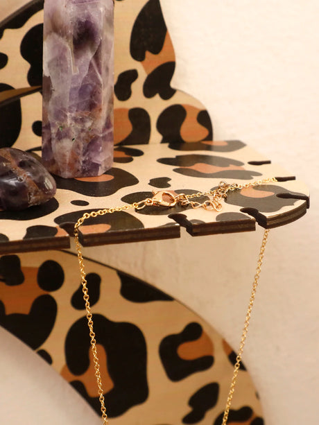 Leopard Print Bow Wall Shelf Wooden Jewellery Display Shelves
