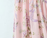 Ceony's Pink Floral Backless Halter Neck Dress