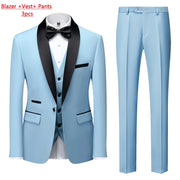 Mens Tuxedo Three Piece Suit Blazer with Trousers and Vest