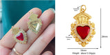 Red and Gold Sacred Heart Charms 18K Gold Plated for Jewellery Making