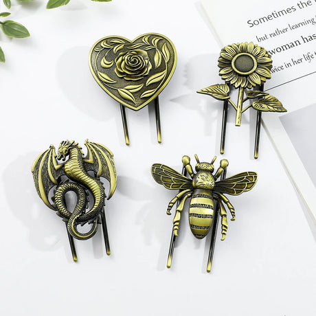 Bronze Metal Book Clips Bee Dragon Rose Sunflower Bookmark