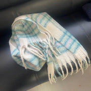 Colour Blocks Autumn Winter Plaid Scarves Imitation Cashmere Mohair