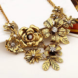 Metal Flower Bouquet Chunky Necklace