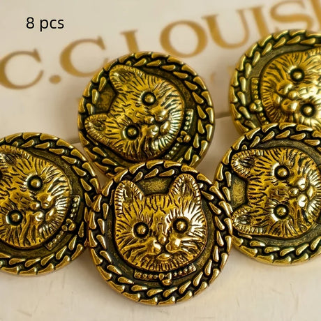8pcs Metal Cat Buttons DIY Sewing Crafts