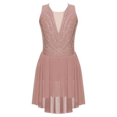 Girls Rhinestone Modern Contemporary Dance Ballet Dress Leotard Costume