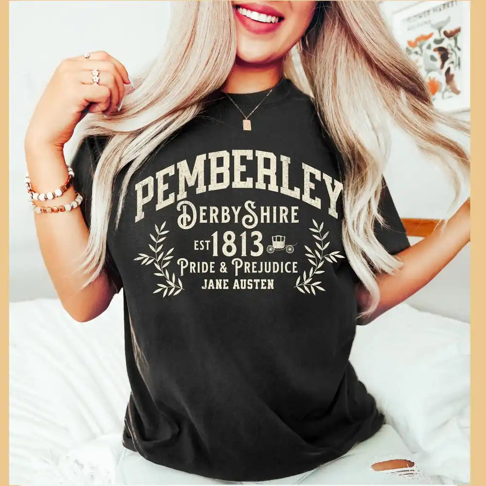 Pride and Prejudice Pemberley Derbyshire Tee Book Lovers T-Shirt