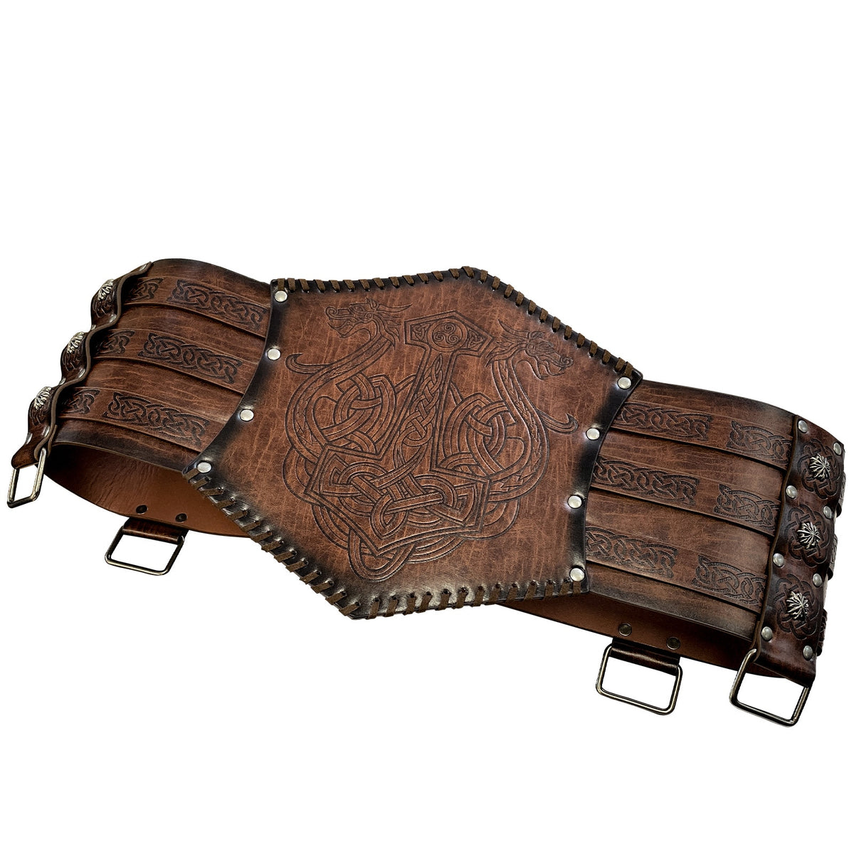Nordic Viking Thor's Hammer Embossed Wide Belt