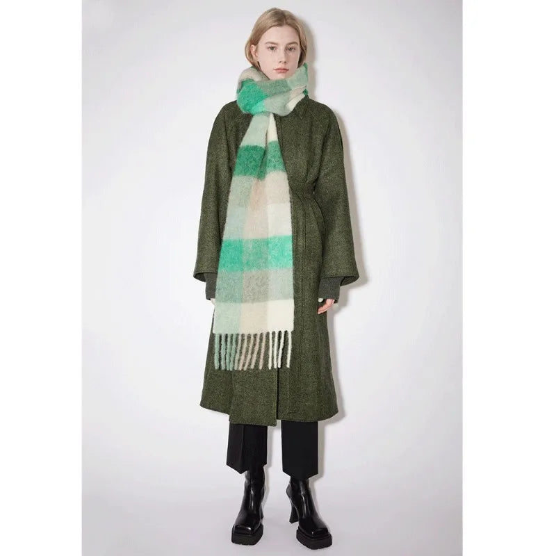 Colour Blocks Autumn Winter Plaid Scarves Imitation Cashmere Mohair