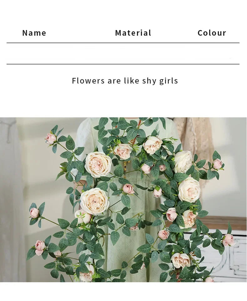 Artificial Sweetheart Roses Silk Fake Flowers Vines Party Decoration