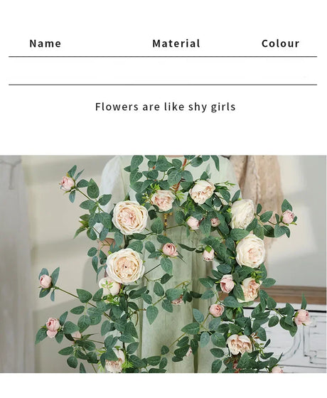 Artificial Sweetheart Roses Silk Fake Flowers Vines Party Decoration