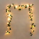 2/5/10M Silk Leaves Fake Creeper Green Leaf Ivy Vine LED String Lights Artificial Plants Decor