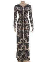 Wild Horses Full Sleeve Long Bodycon Dress Stretch