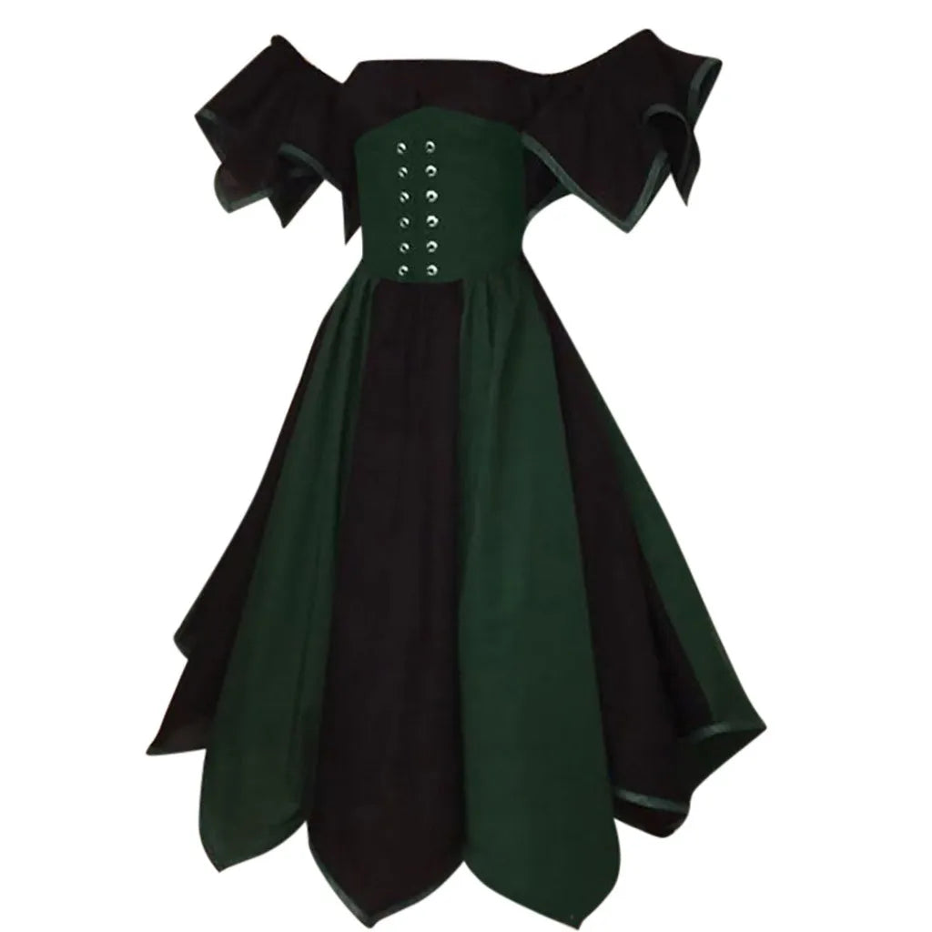 Petal Hem Medieval Carnival Costumes Lace Up Dresses