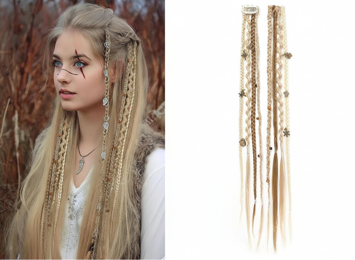 2pc Ombre Synthetic Fae Braids Hair Extensions Clip in Hairpieces