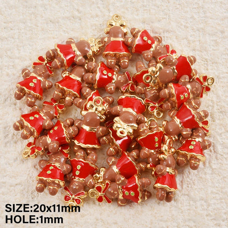5pcs Christmas Charm Enamel Apple Socks Bell DIY Pendant Charms For Jewelry Making Keychain Earrings Bulk Handmade Material Gift