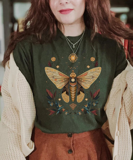 Goblincore Moth TShirt Celestial Fairycore Dark Academia