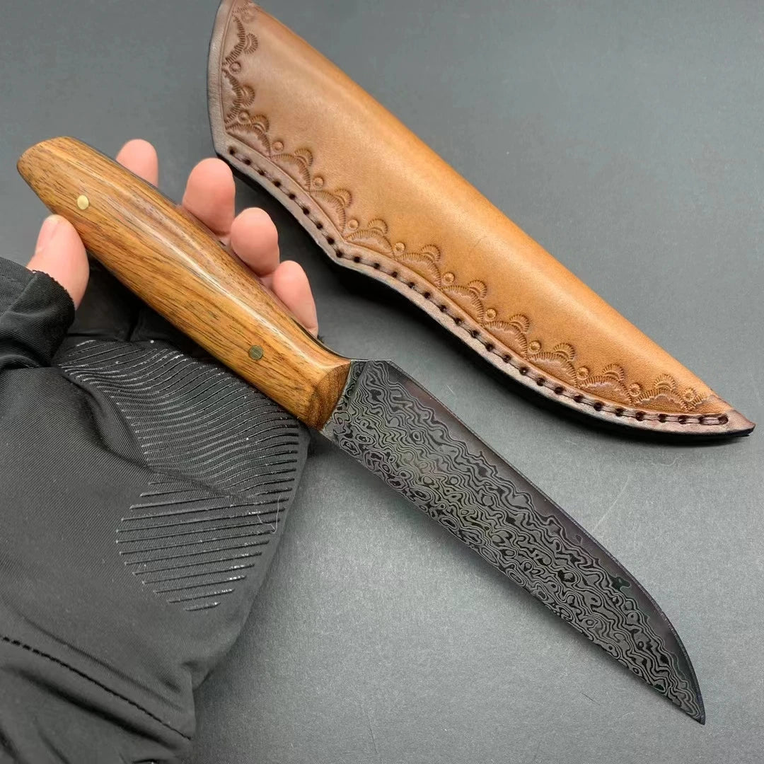 5 Inch Utility Knife With Cover 67 Layer Damascus Steel Blade Wood Handle Sharp Chef Paring Kitchen Knives Cooking Tools