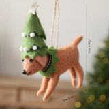 Wool Felt Christmas Dog Lightweight Handmade Xmas Tree Hanging Ornament