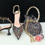Diamond Confetti Pointed Shoes and Matching Bag Party Heels
