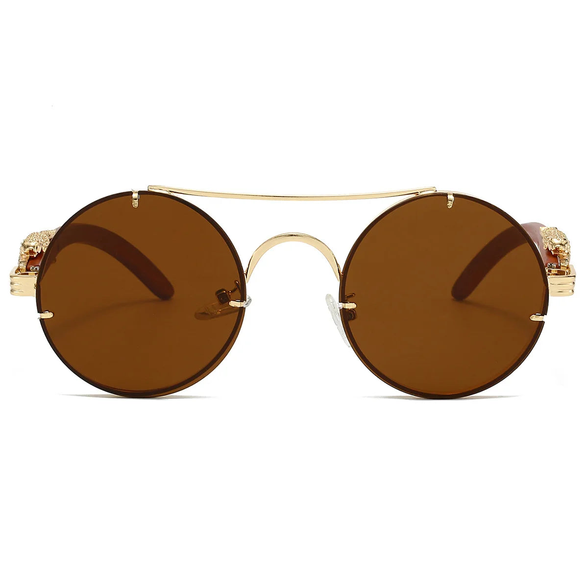 Round Retro Cape Sunglasses Double Bridge