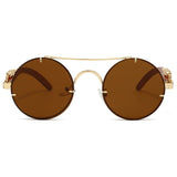 Round Retro Cape Sunglasses Double Bridge