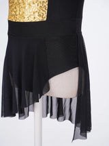 Girls Ballet Gymnastics Figure Ice Skating Sequin Leotard Tutu Dress Performance Dancewear
