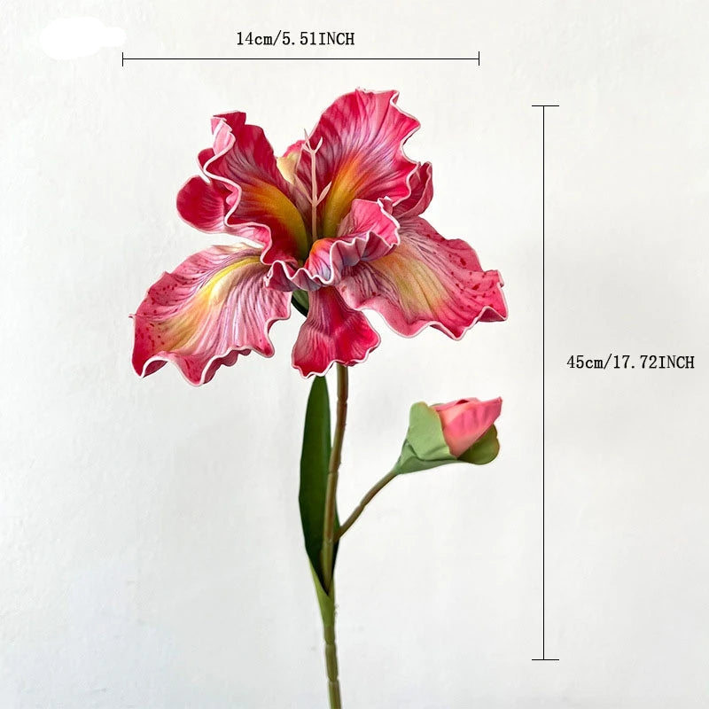 Irises Oil Painting Stylised 45cm Artificial Flower EVA Velvet Feel