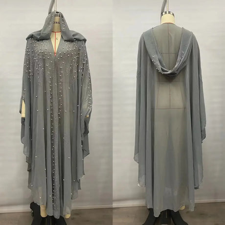 Sparkly Thin Hooded Cloak Cape Dress Stage Performer Cover Up