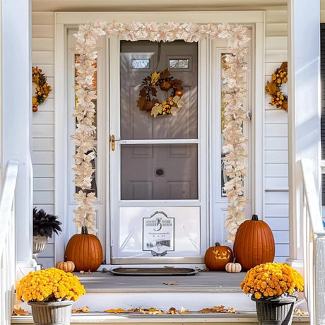 2 Pack Fall Maple Leaves Garland with Lights