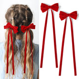 1 Pair Long Velvet Ribbon Bow Hairpins Hair Clips Barrettes