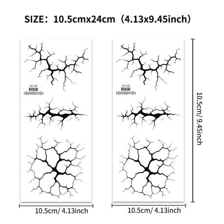 Black Lightning Line 2 Sheets Large Temporary Tattoo Stickers Halloween Body Decals Costume Party