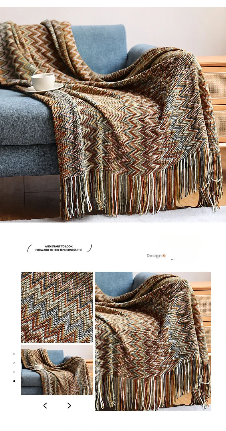 Boho Zig Zag Mexico Baja Blankets