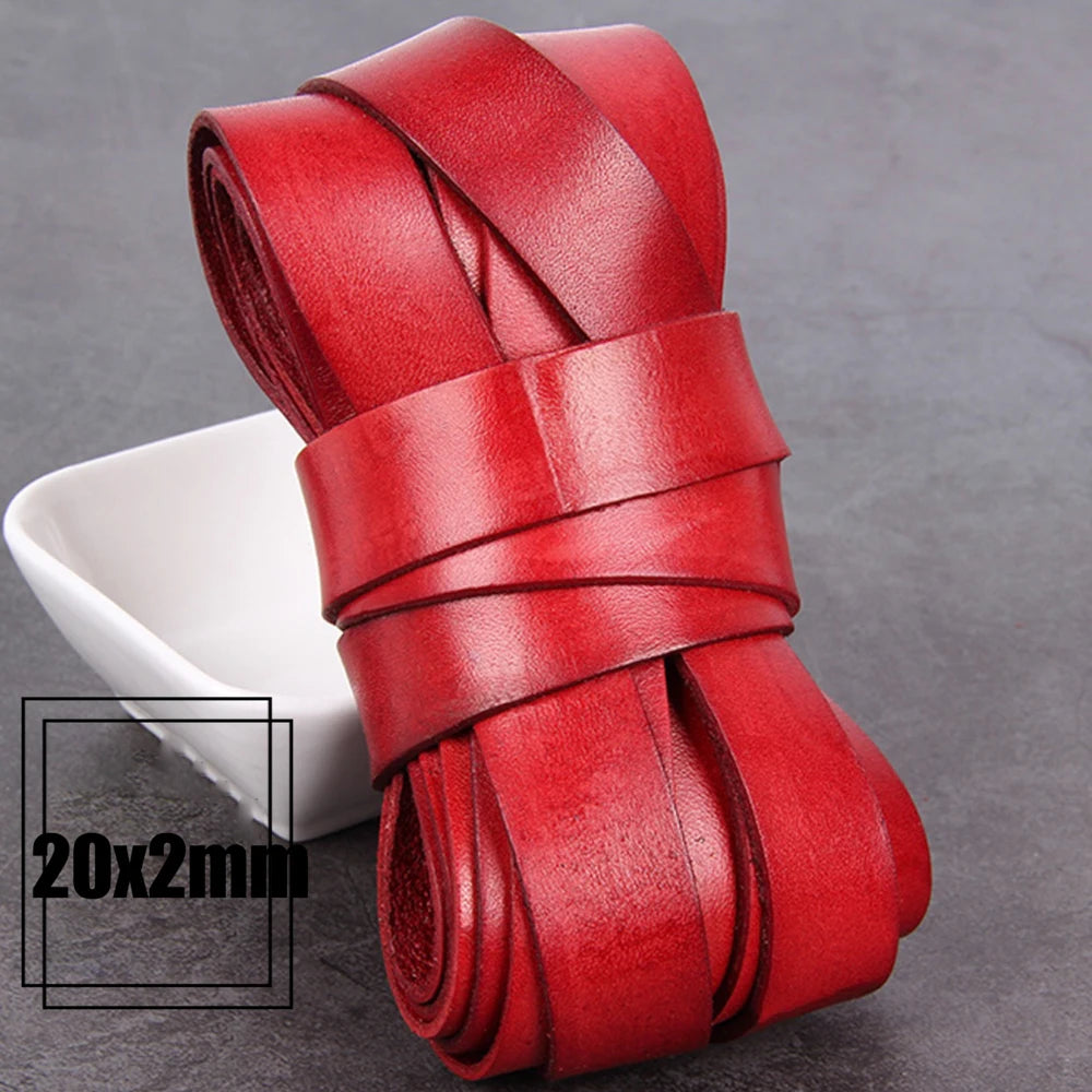 1/2/3/4/5/6/8mm 2 meter Red Coffee Genuine Leather Cord Flat/Round Rope DIY Jewellery Making