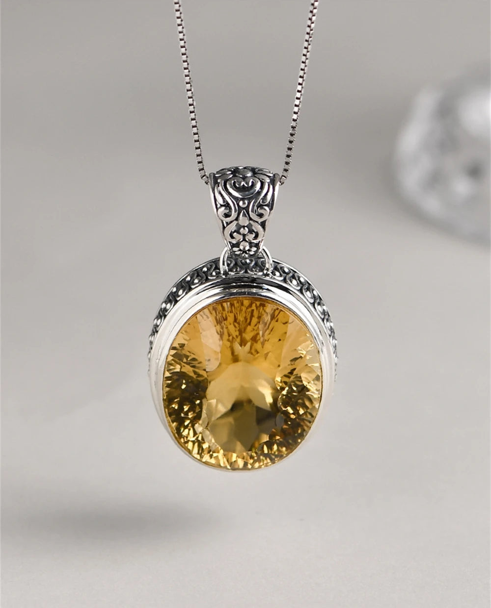 The Eye of Persuasion S925 Sterling Silver Pendant Natural Yellow Crystal