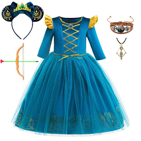 Halloween Cosplay Brave Princess Merida Dress Girls Costumes
