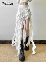 Lace Skirts Irregular Hem Multi-Layered Ruffles