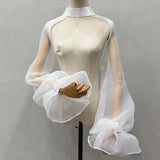 Chiffon Full Sleeves Shoulder Neck Covers Cosplay Dance Performance Wear